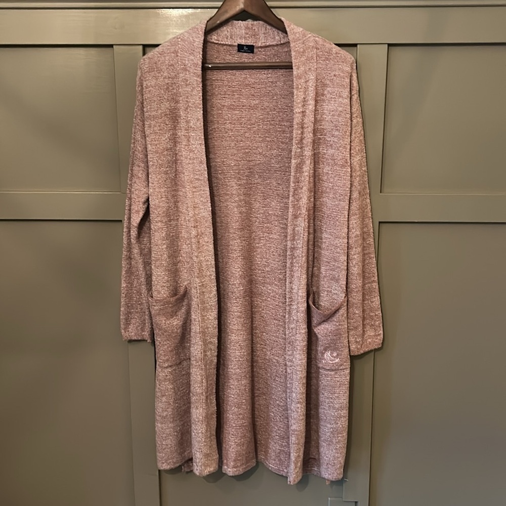 Sogni D'Oro Super Soft Cozy Knit Longline Cardigan Sweater Open Front Pink Large